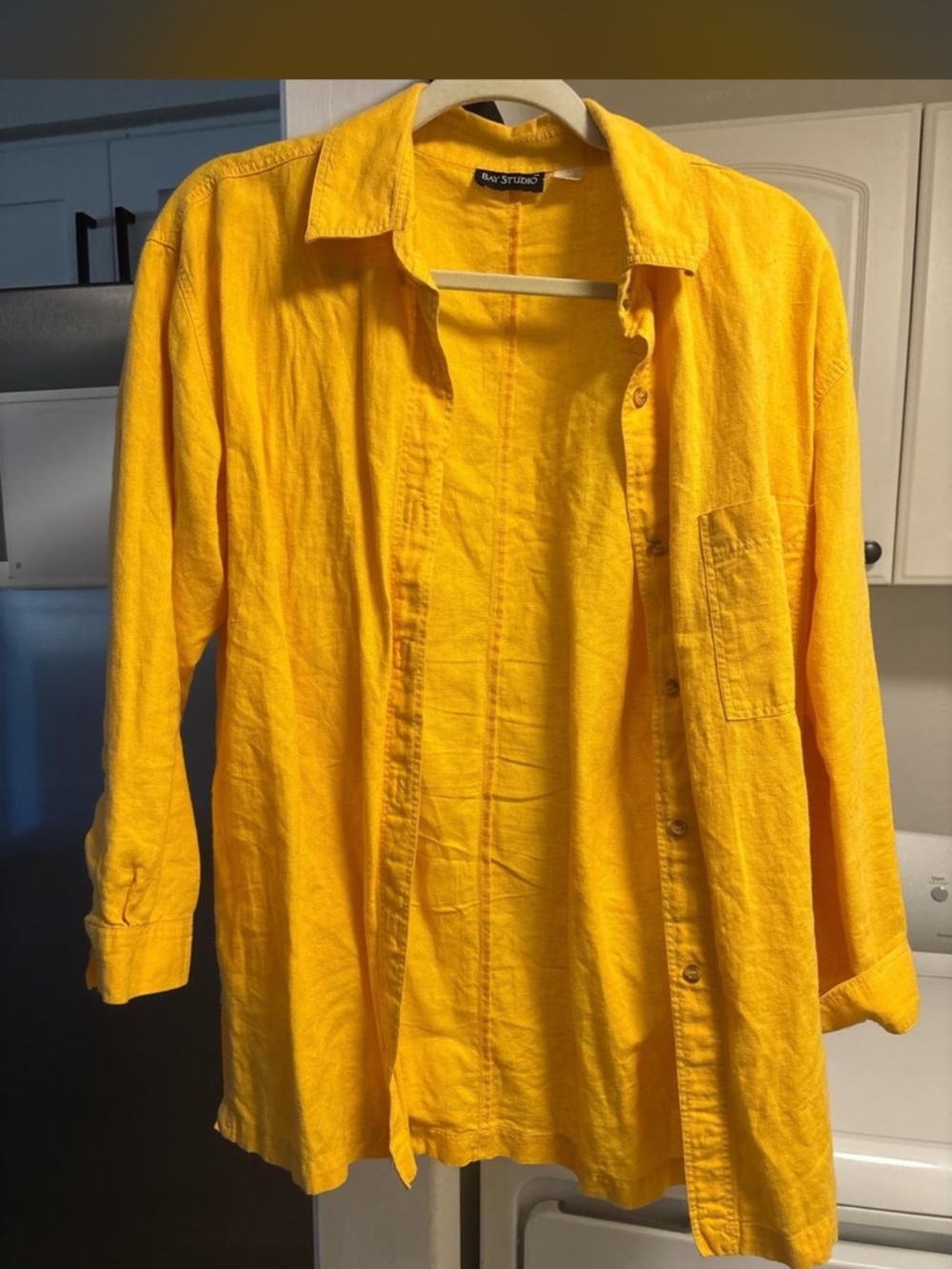Vintage Bay Studio Bright Yellow Linen Button-Down Shirt